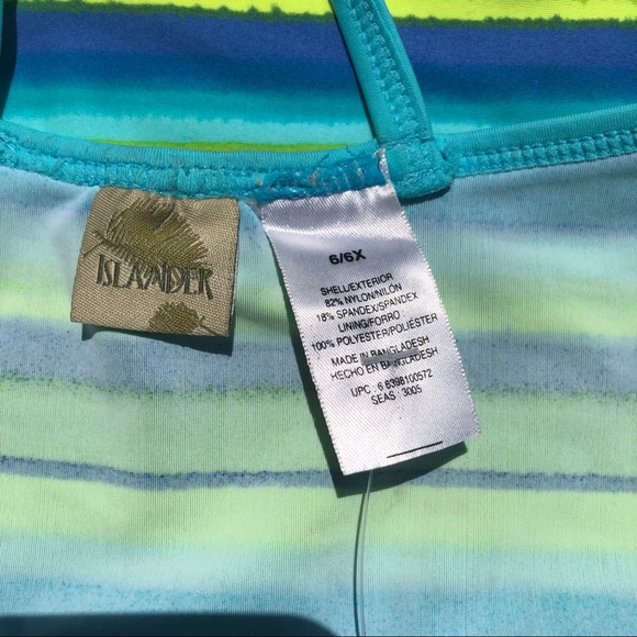 Islander Blue/Yellow/Green Multi Stripe Swim Swimming Swimwear Bikini Top beach - Picture 5 of 6